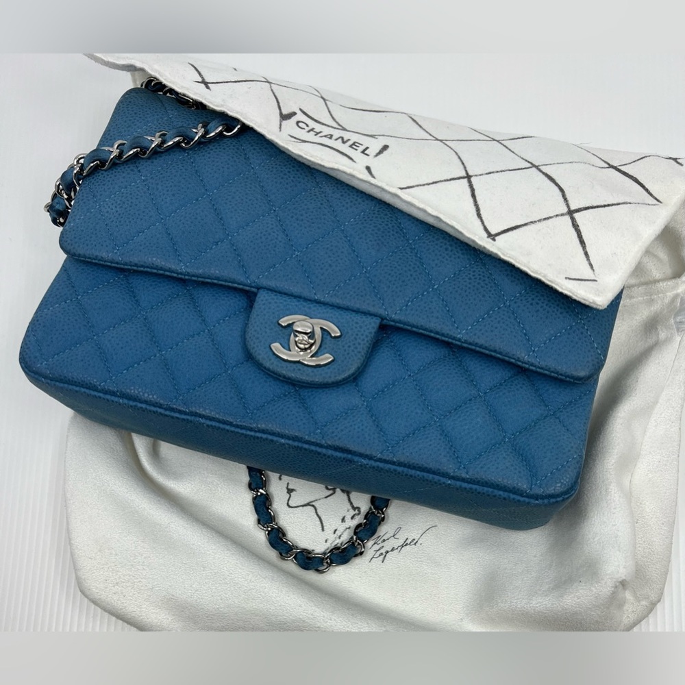 Chanel Blue Caviar Medium Double Flap Bag SHW